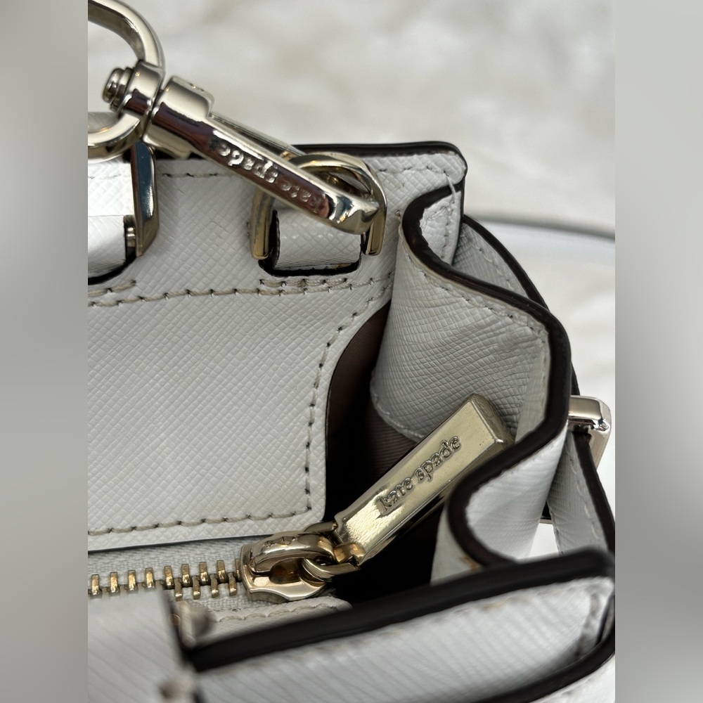 Kate Spade New York White Saffiano Leather Satchel Crossbody Bag - Picture 9 of 16